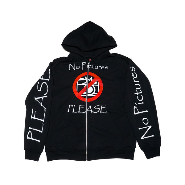 "No Pictures Please" Zip Up Hooded Sweatshirt
